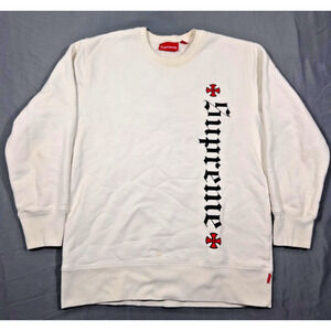 Supreme Independent Crewneck Sweatshirt Small White Vertical Logo Made In Canada
